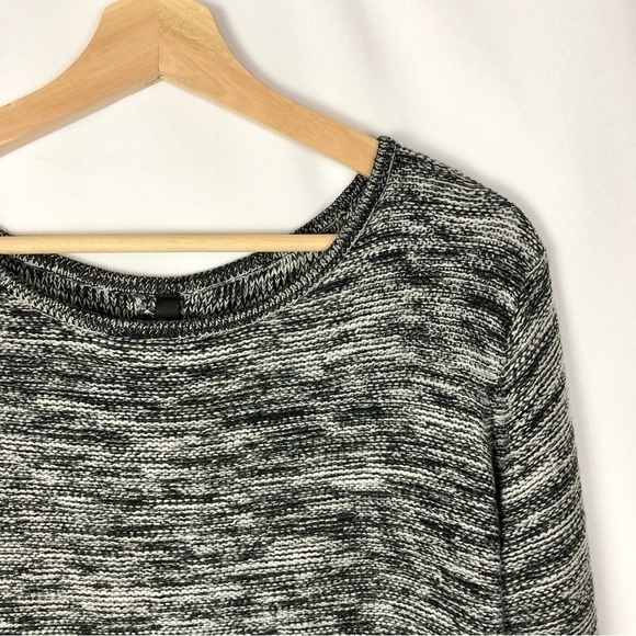 Elan Black & White Speck Zip Back Long Sleeve Knit Sweater M - Picture 3 of 5